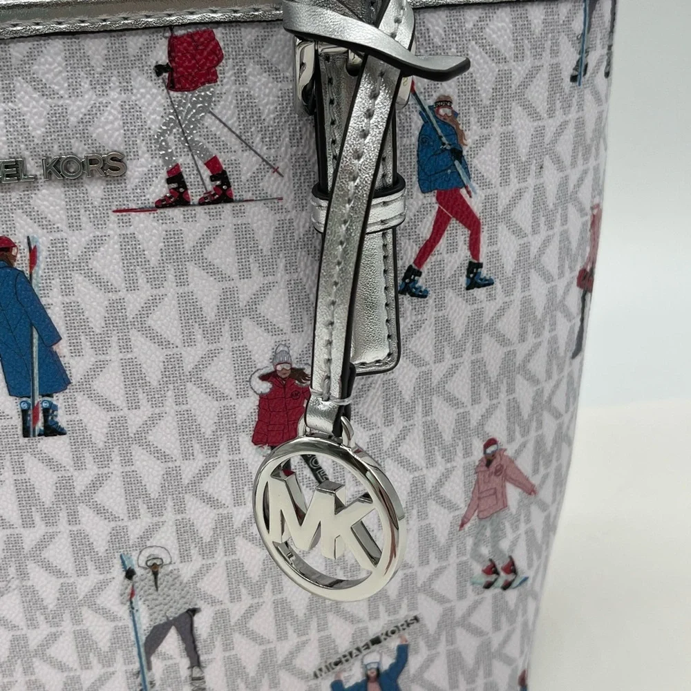 Michael Kors JST Xsmall Top Zip Tote Bag Bright White Multi